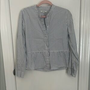 Madewell Navy and White Striped Blouse